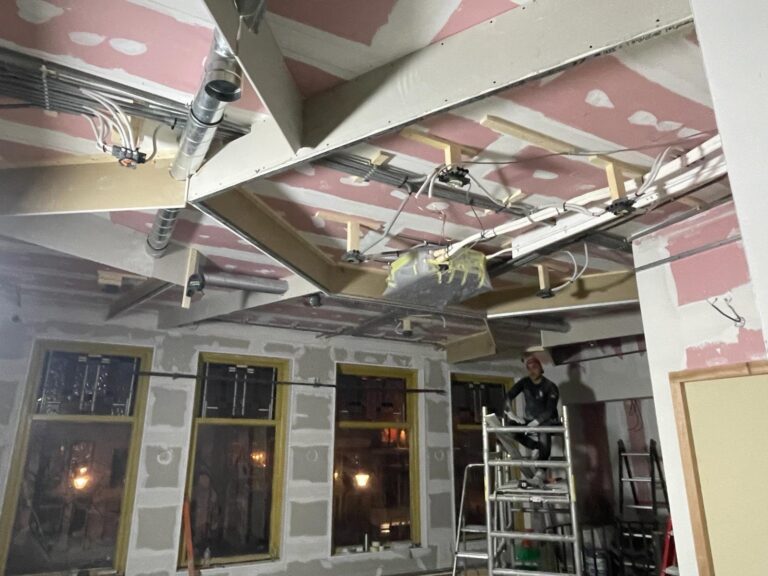 ontwerp en uitvoering woonkamer / schilderwerk, stucwerk en cinewall